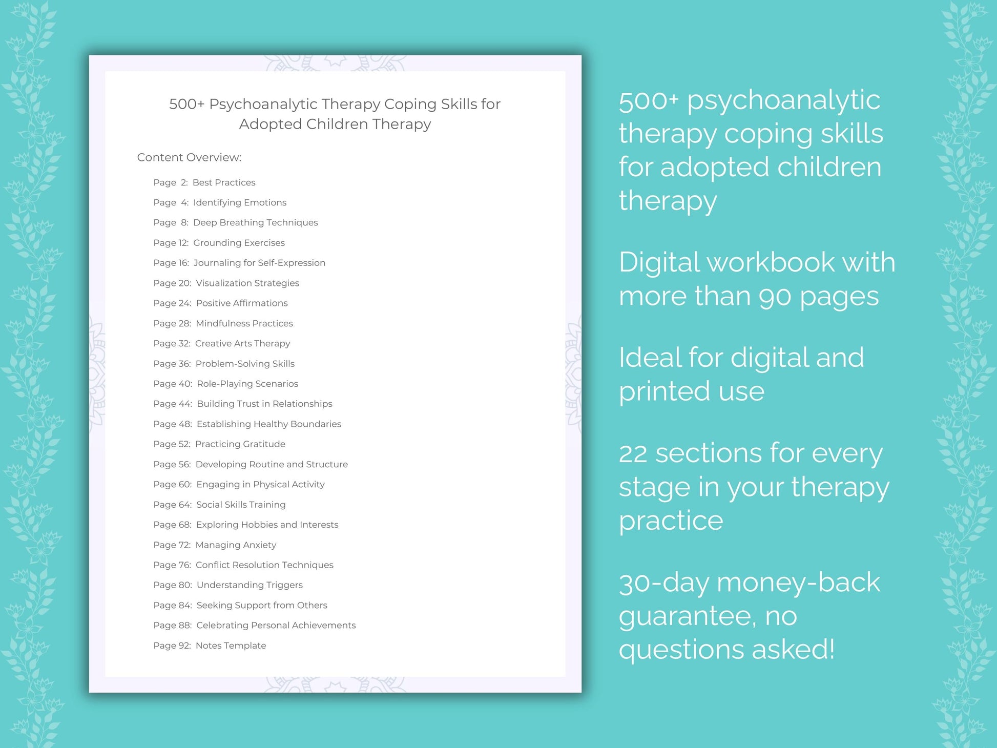 Adopted Children Psychoanalytic Therapy Therapist Worksheets