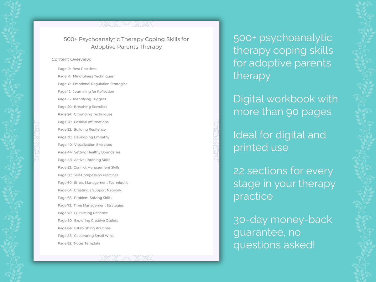 Adoptive Parents Psychoanalytic Therapy Therapist Worksheets
