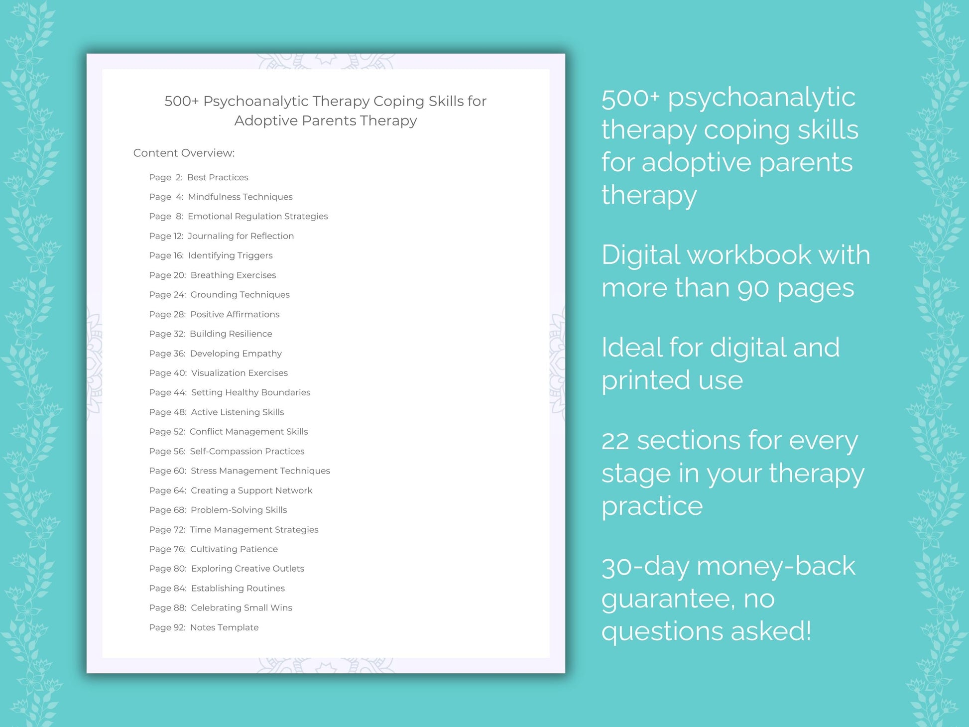 Adoptive Parents Psychoanalytic Therapy Therapist Worksheets