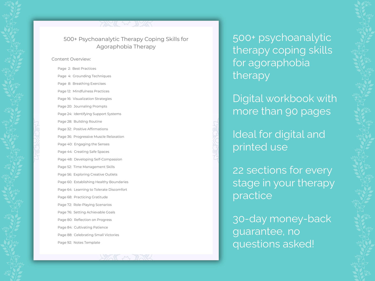 Agoraphobia Psychoanalytic Therapy Therapist Worksheets