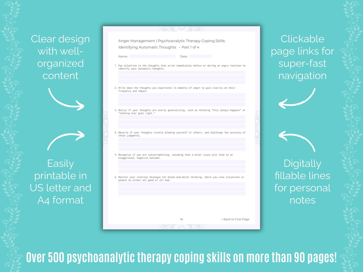 Anger Management Psychoanalytic Therapy Counseling Templates