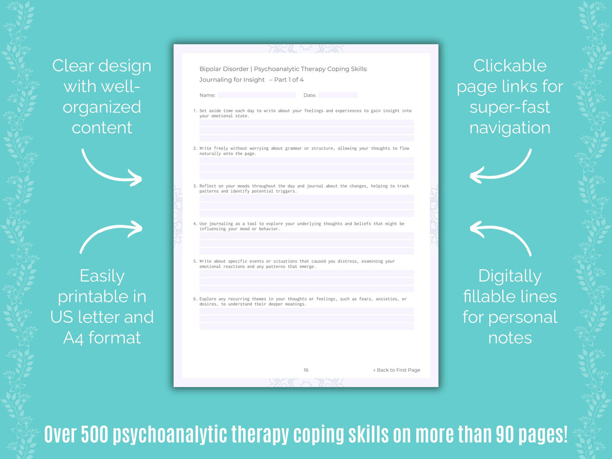 Bipolar Disorder Psychoanalytic Therapy Counseling Templates