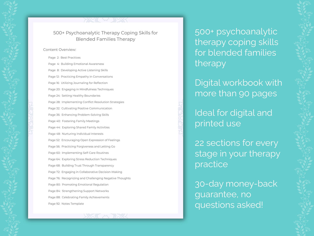 Blended Families Psychoanalytic Therapy Therapist Worksheets