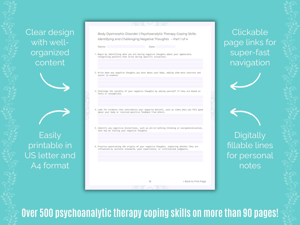 Body Dysmorphic Disorder (BDD) Psychoanalytic Therapy Counseling Templates