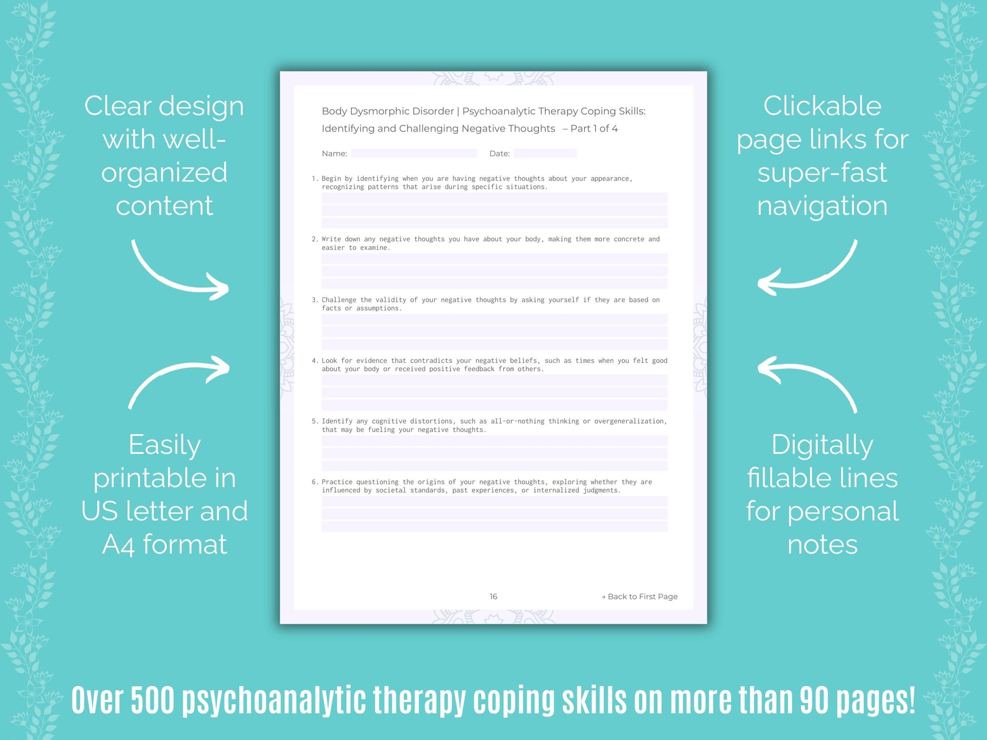 Body Dysmorphic Disorder (BDD) Psychoanalytic Therapy Counseling Templates