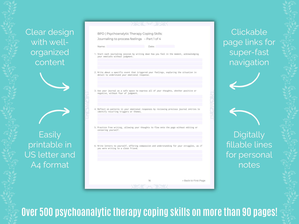 Borderline Personality Disorder (BPD) Psychoanalytic Therapy Counseling Templates