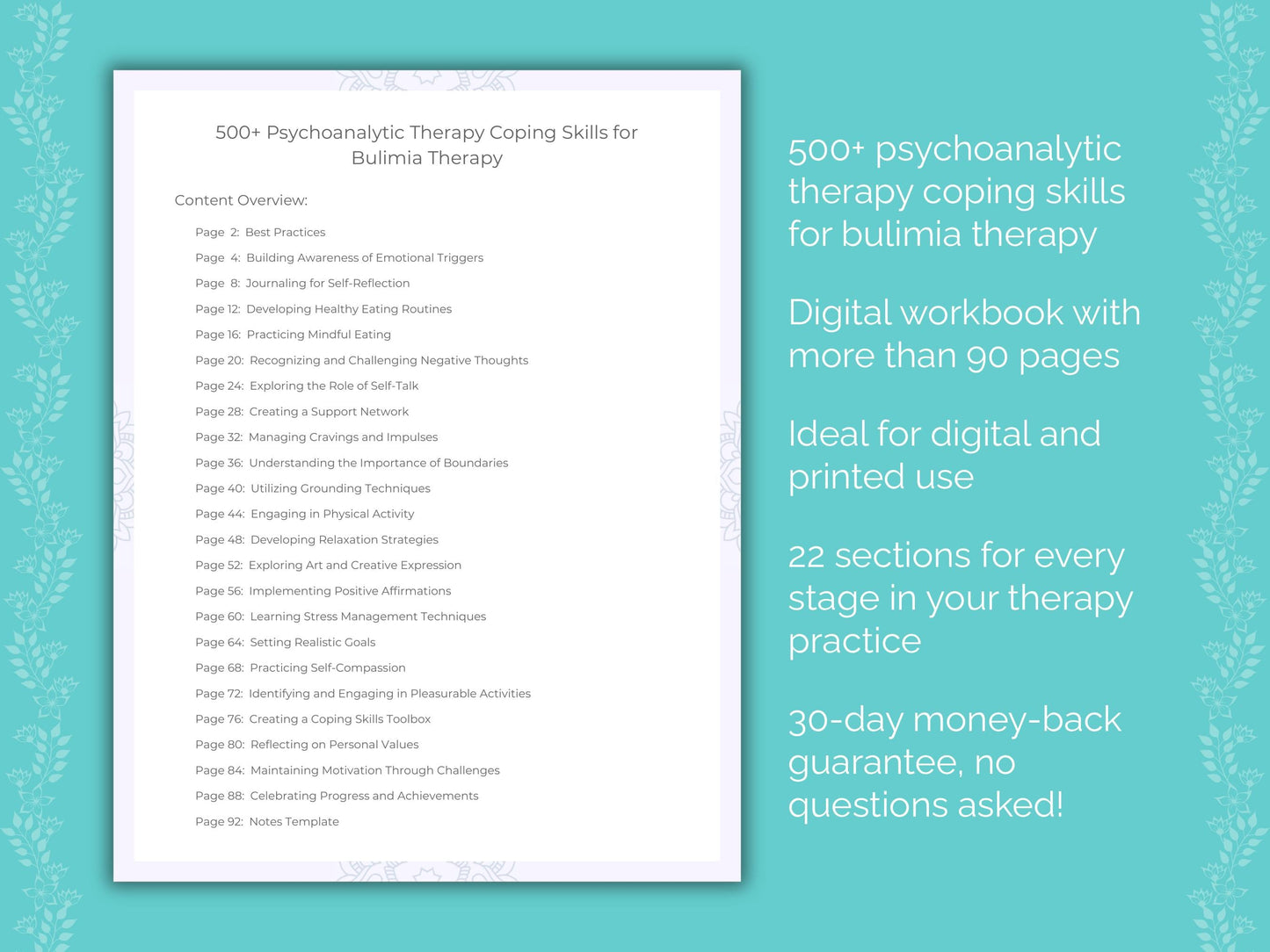 Bulimia Psychoanalytic Therapy Therapist Worksheets