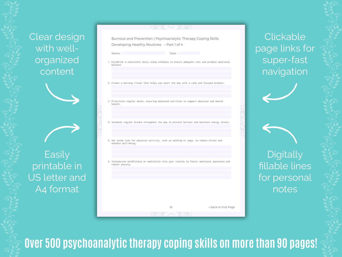 Burnout and Prevention Psychoanalytic Therapy Counseling Templates