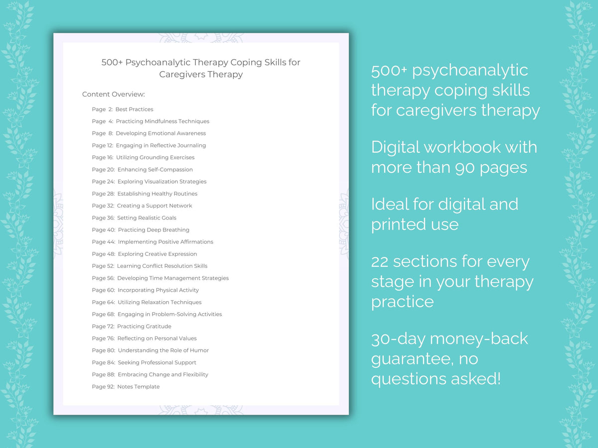 Caregivers Psychoanalytic Therapy Therapist Worksheets