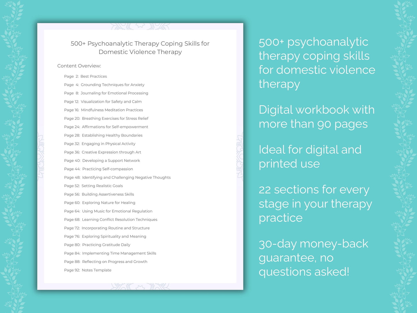 Domestic Violence Psychoanalytic Therapy Therapist Worksheets