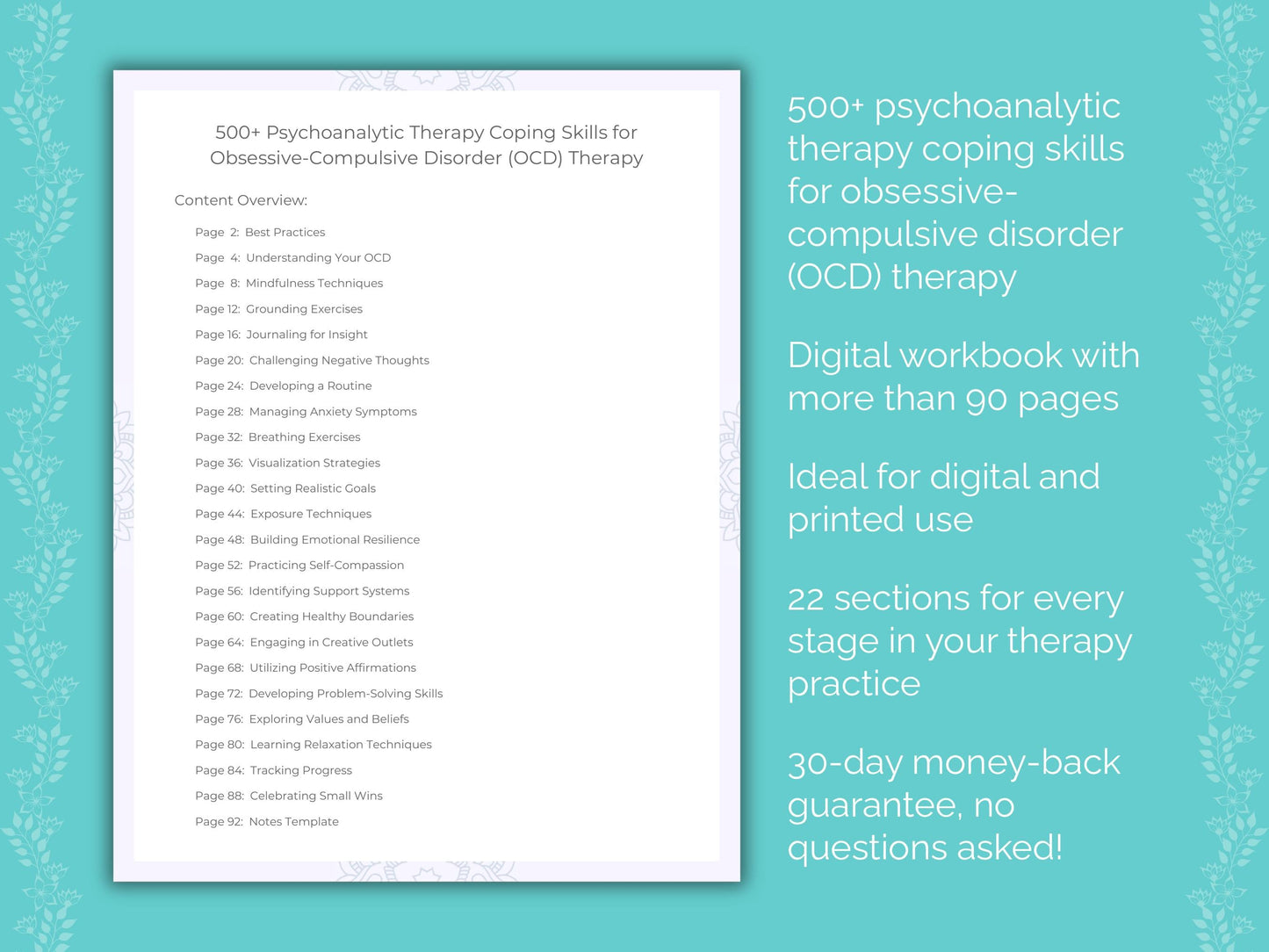 Obsessive-Compulsive Disorder (OCD) Psychoanalytic Therapy Therapist Worksheets