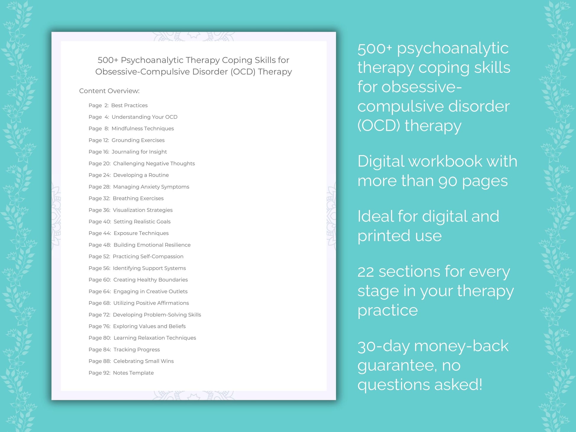 Obsessive-Compulsive Disorder (OCD) Psychoanalytic Therapy Therapist Worksheets