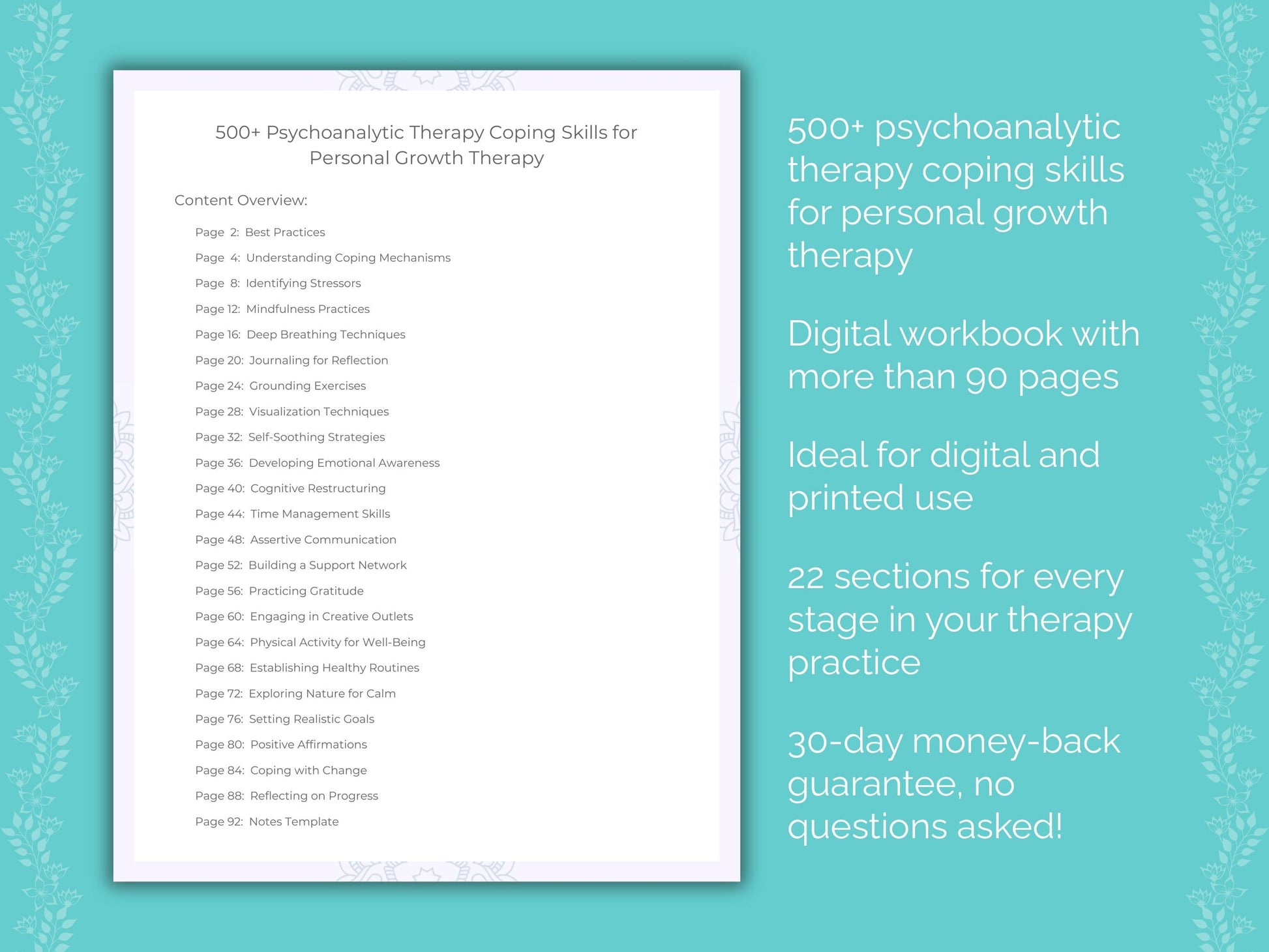 Personal Growth Psychoanalytic Therapy Therapist Worksheets