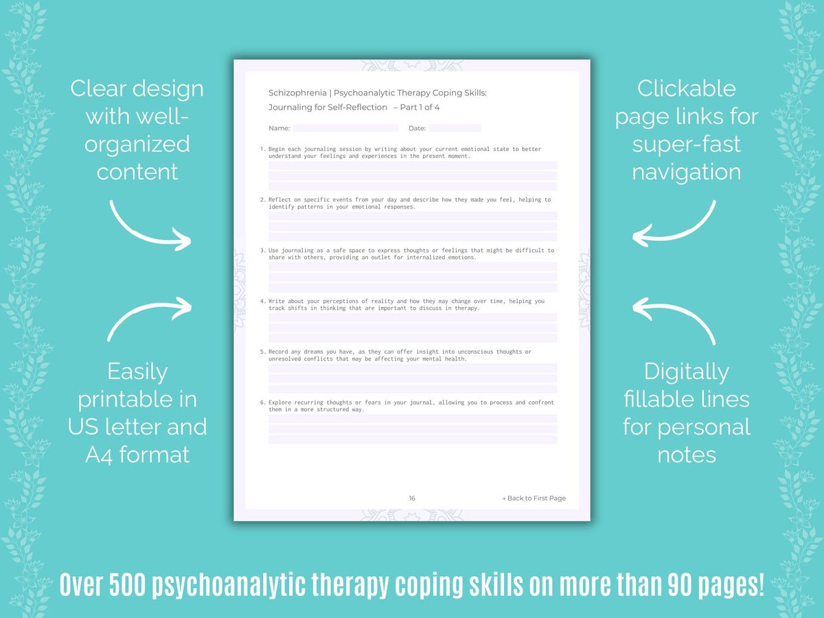 Schizophrenia Psychoanalytic Therapy Counseling Templates