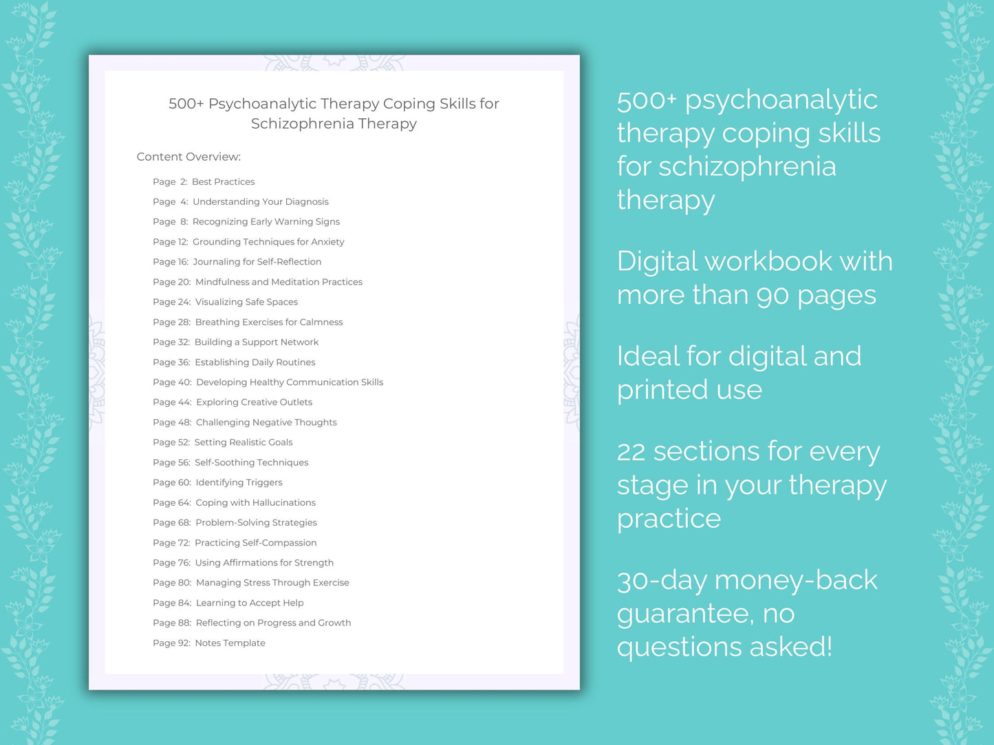 Schizophrenia Psychoanalytic Therapy Therapist Worksheets