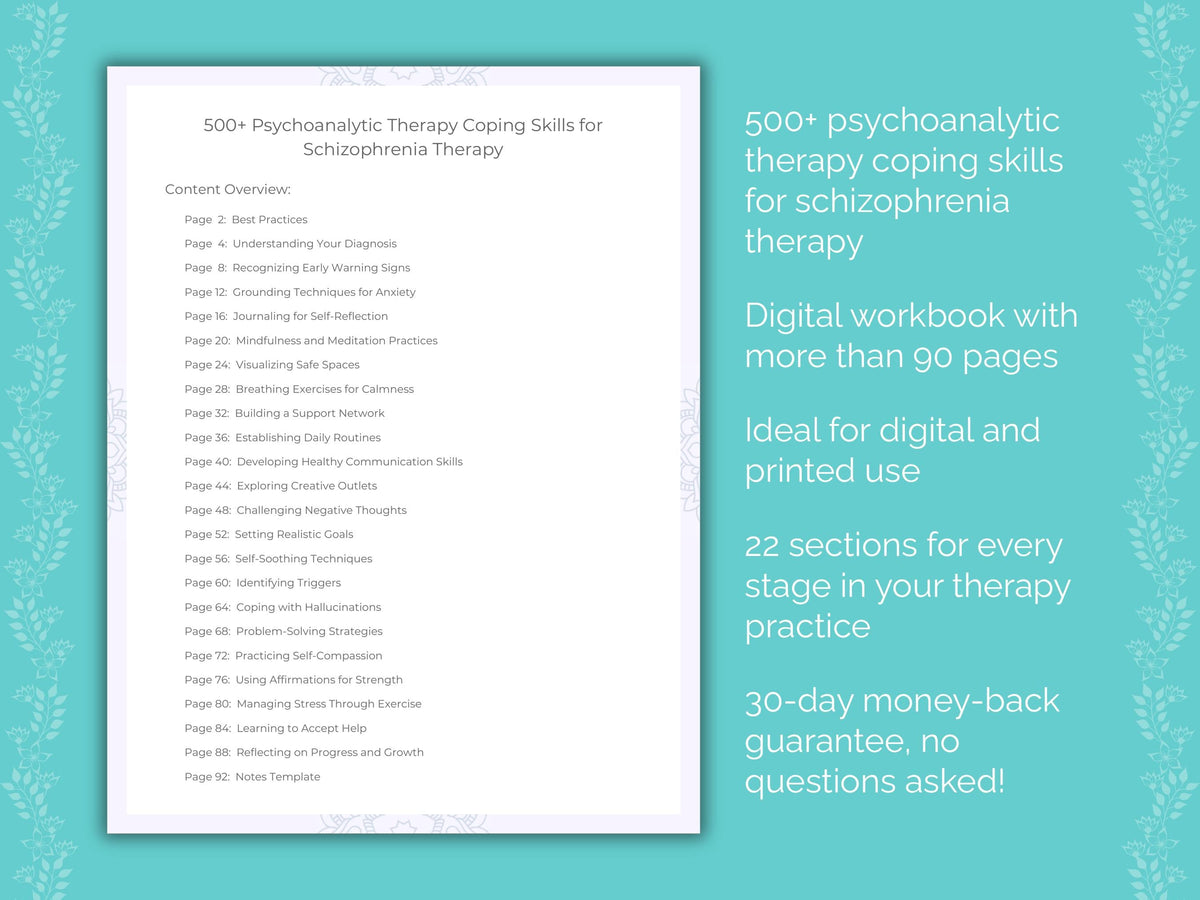 Schizophrenia Psychoanalytic Therapy Therapist Worksheets