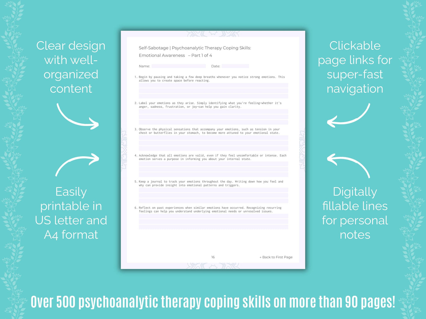 Self-Sabotage Psychoanalytic Therapy Counseling Templates