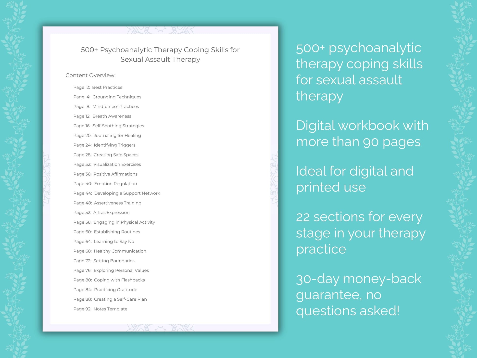 Sexual Assault Psychoanalytic Therapy Therapist Worksheets