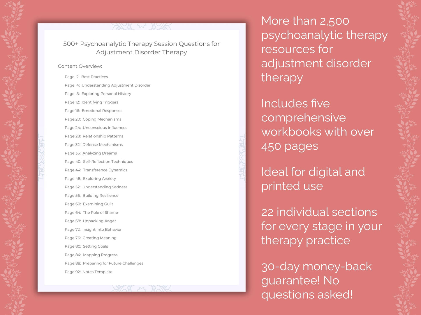 Adjustment Disorder Psychoanalytic Therapy Therapist Worksheets