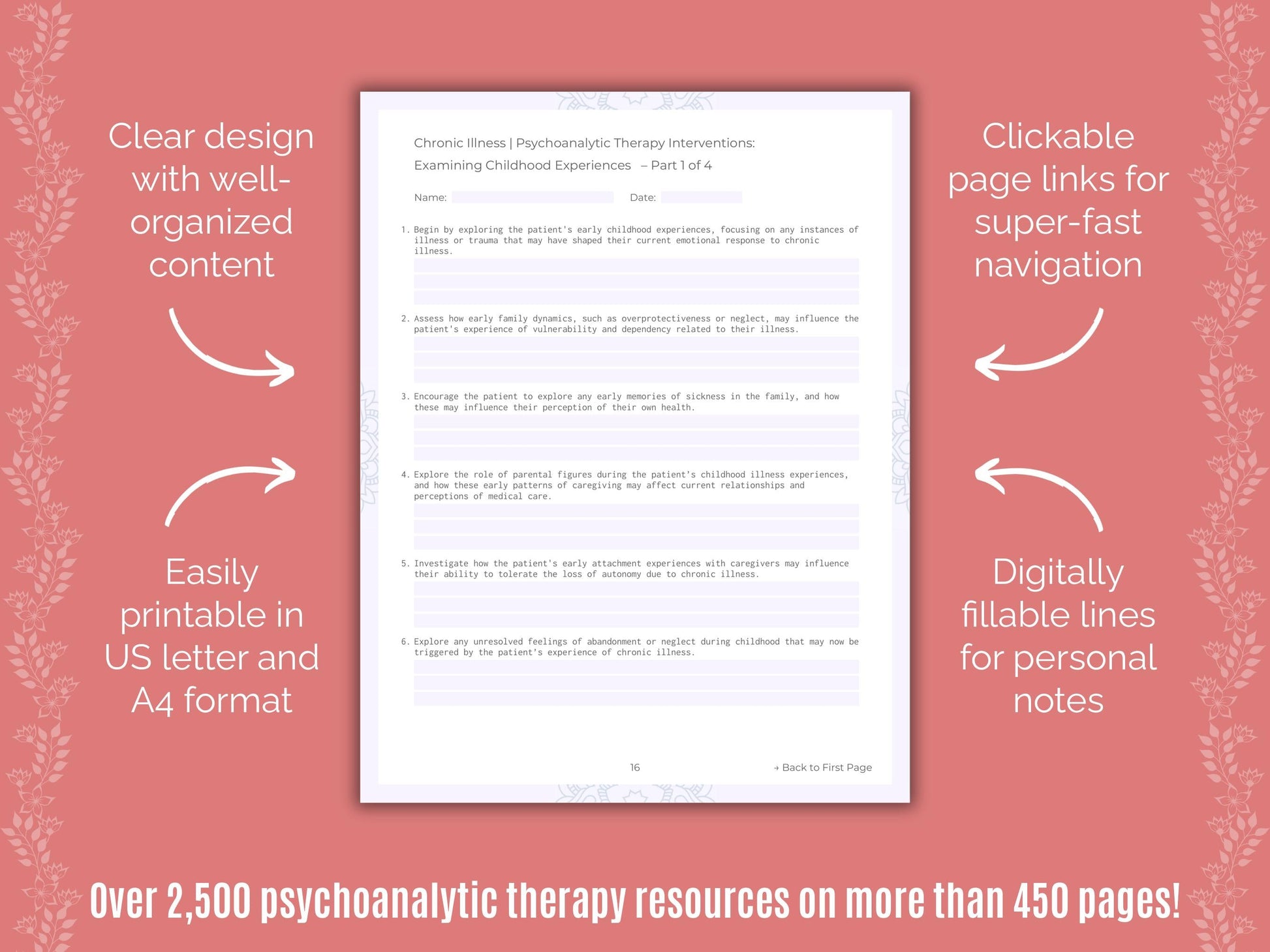 Chronic Illness Psychoanalytic Therapy Counseling Templates