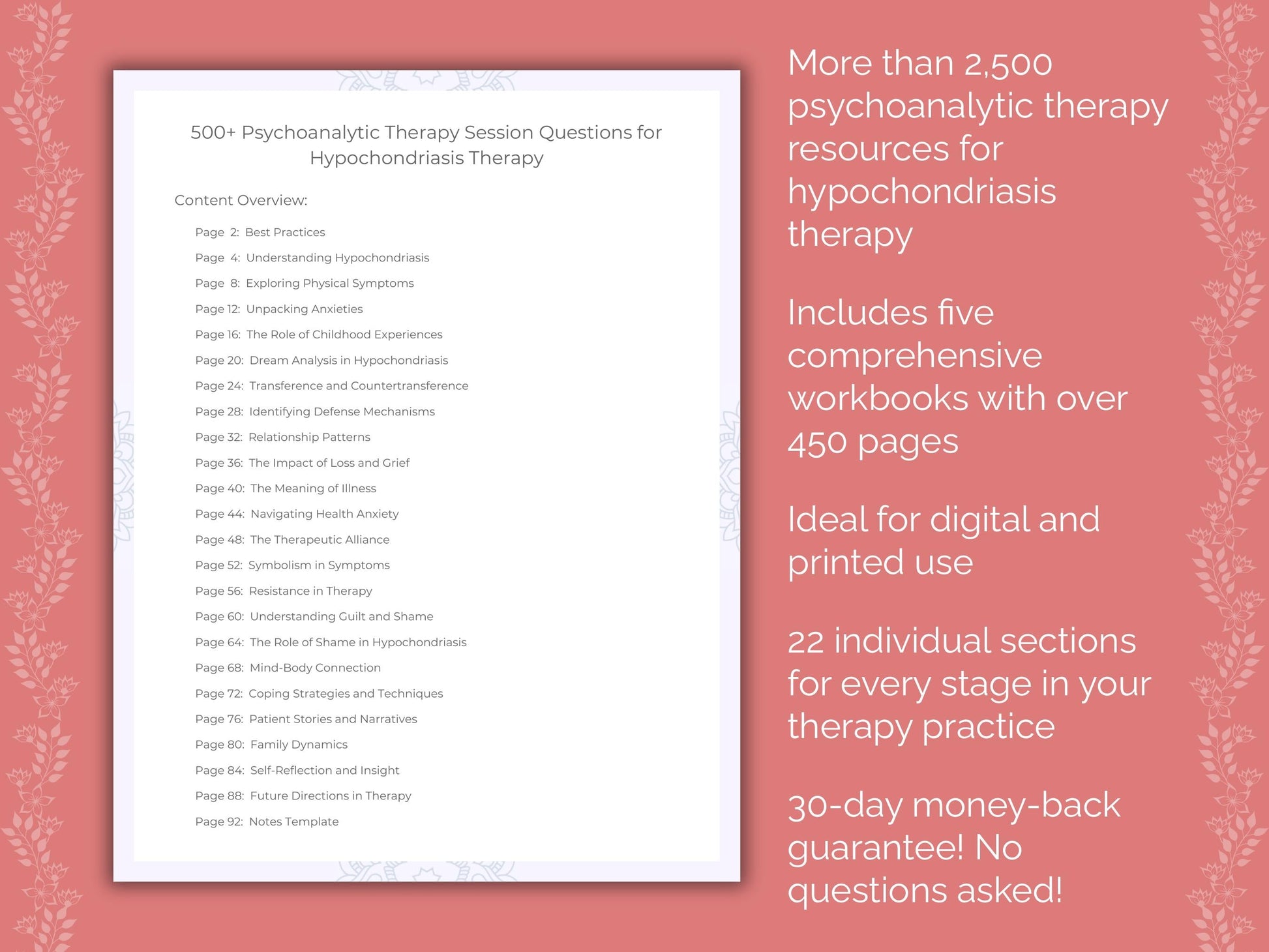 Hypochondriasis Psychoanalytic Therapy Therapist Worksheets