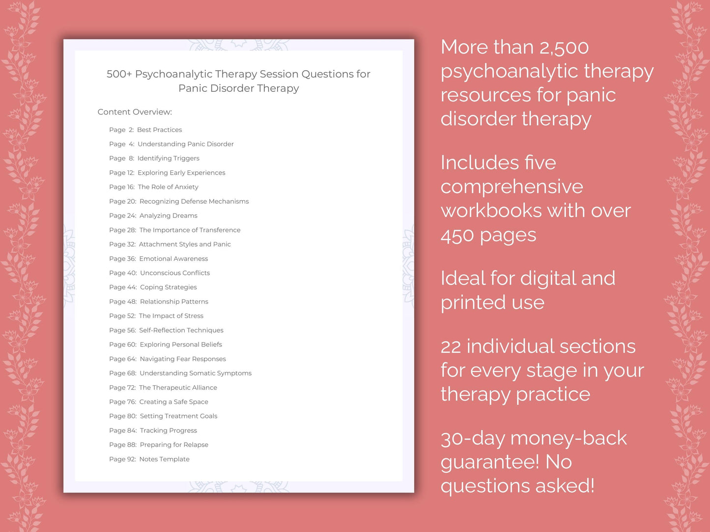 Panic Disorder Psychoanalytic Therapy Therapist Worksheets