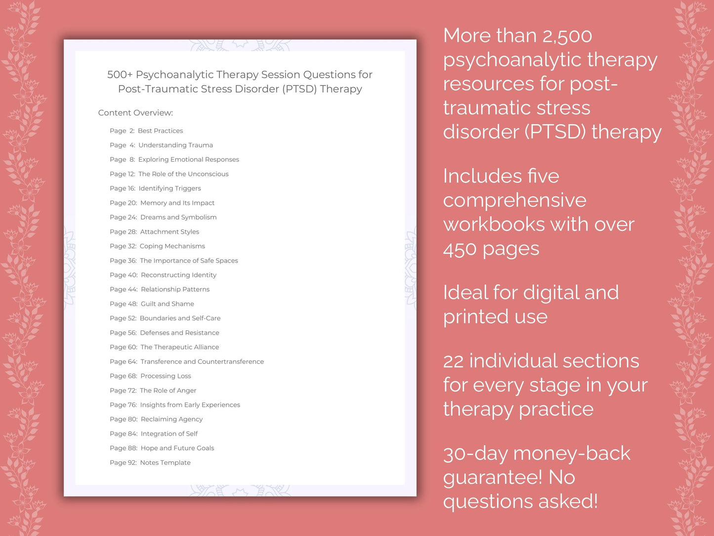 Post-Traumatic Stress Disorder (PTSD) Psychoanalytic Therapy Therapist Worksheets