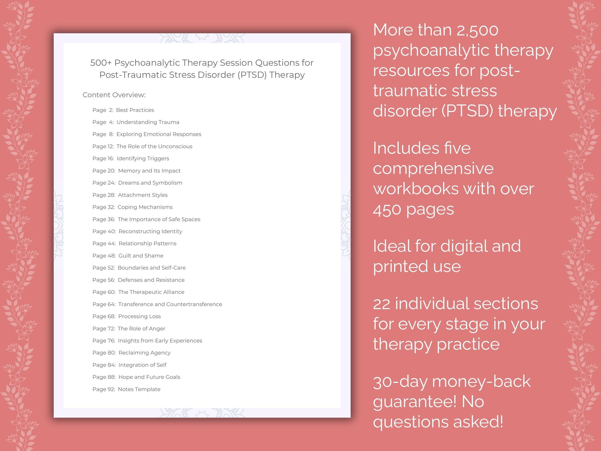Post-Traumatic Stress Disorder (PTSD) Psychoanalytic Therapy Therapist Worksheets