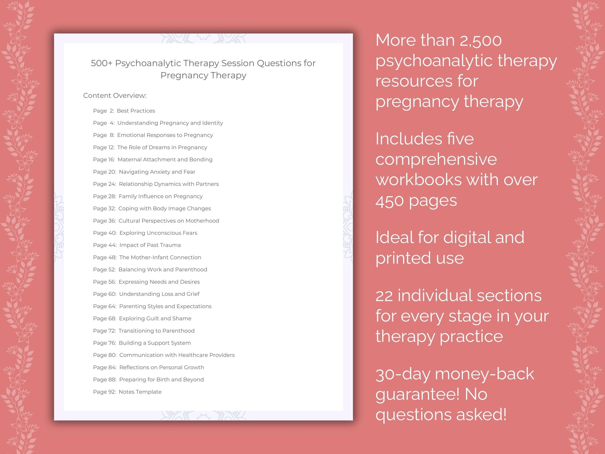 Pregnancy Psychoanalytic Therapy Therapist Worksheets