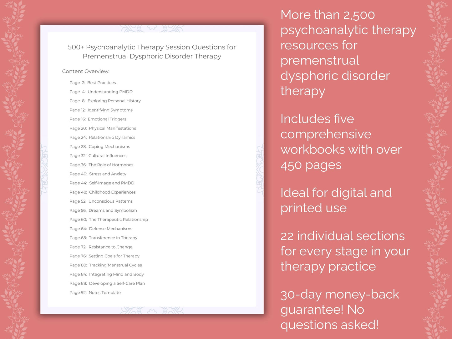 Premenstrual Dysphoric Disorder Psychoanalytic Therapy Therapist Worksheets