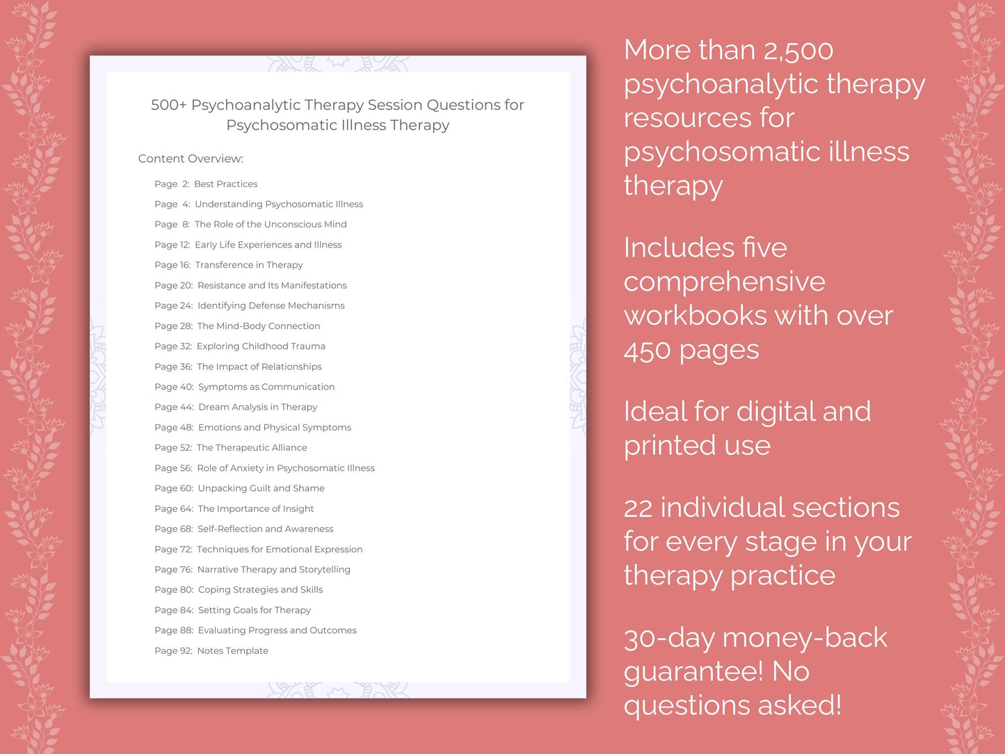 Psychosomatic Illness Psychoanalytic Therapy Therapist Worksheets