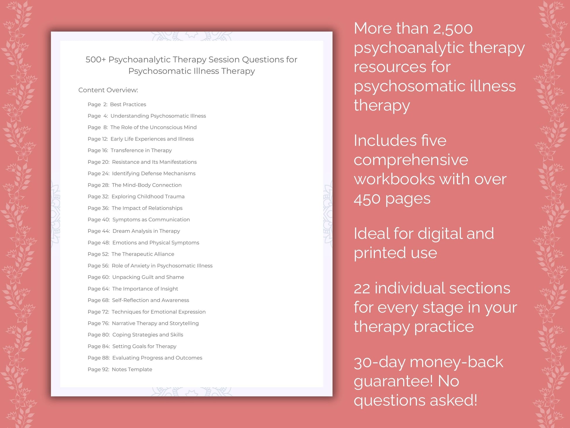 Psychosomatic Illness Psychoanalytic Therapy Therapist Worksheets