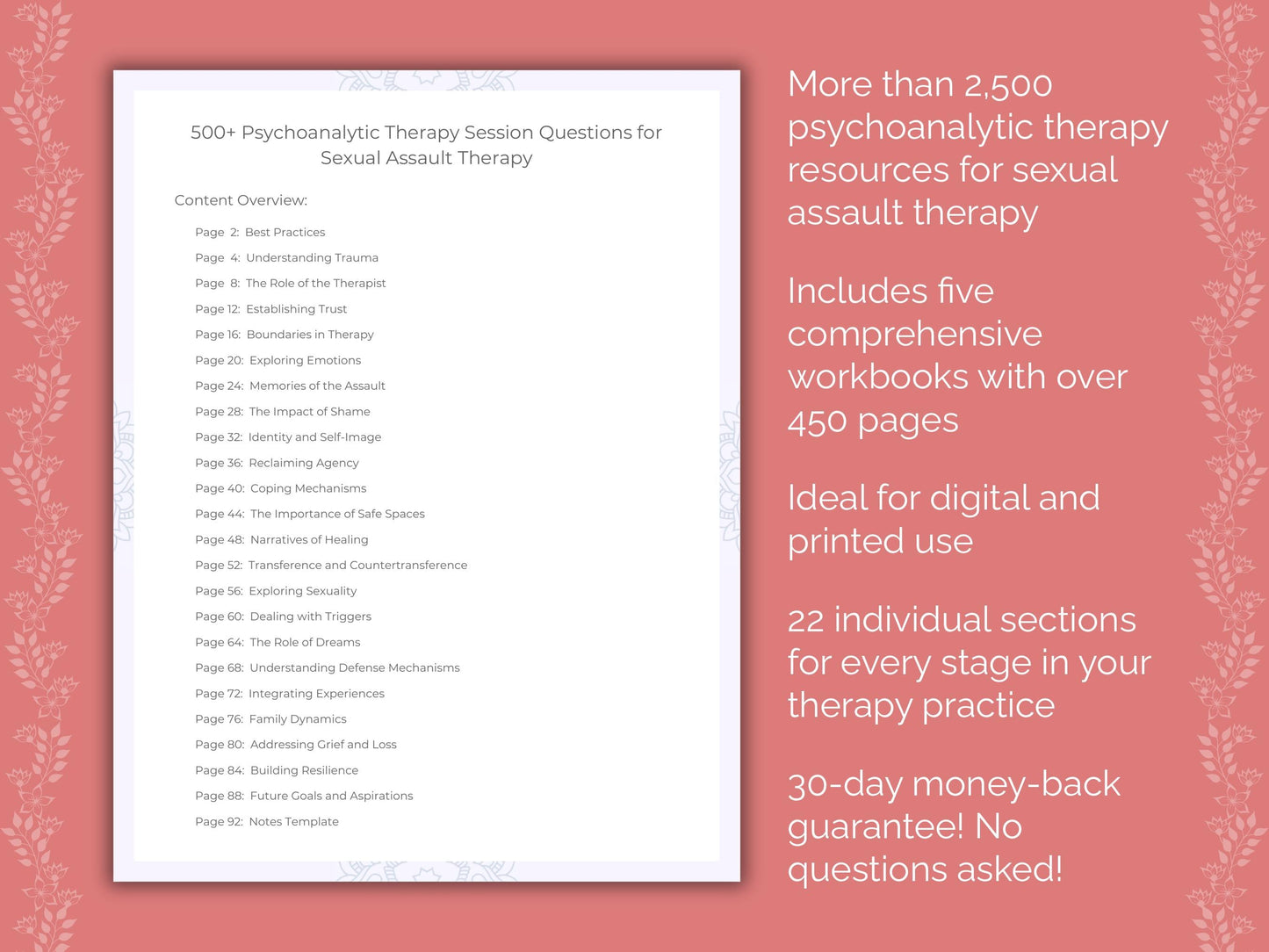 Sexual Assault Psychoanalytic Therapy Therapist Worksheets