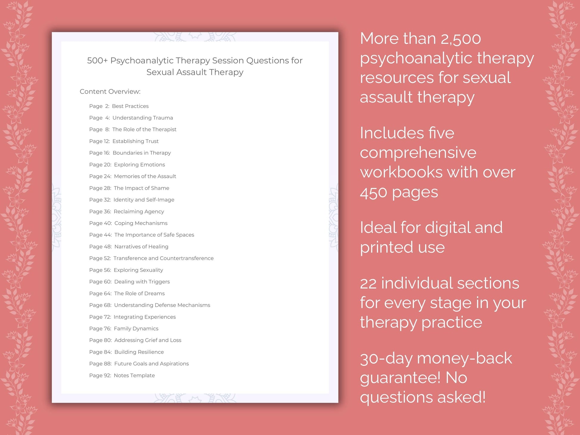 Sexual Assault Psychoanalytic Therapy Therapist Worksheets