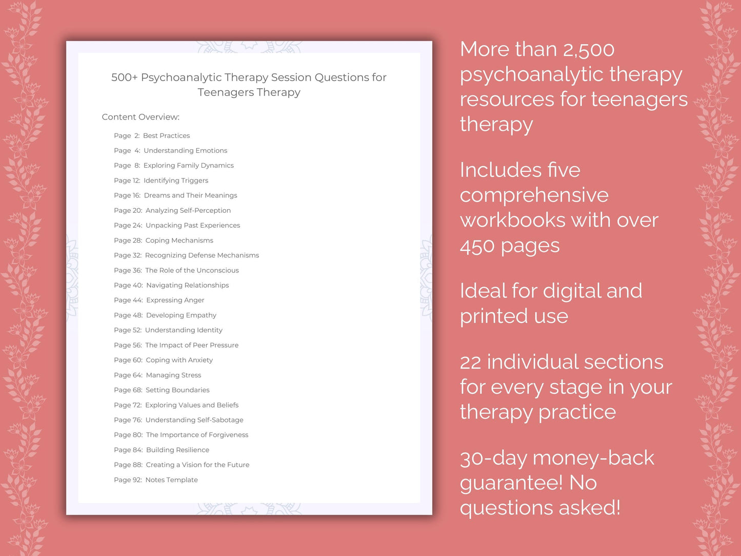 Teenagers Psychoanalytic Therapy Therapist Worksheets
