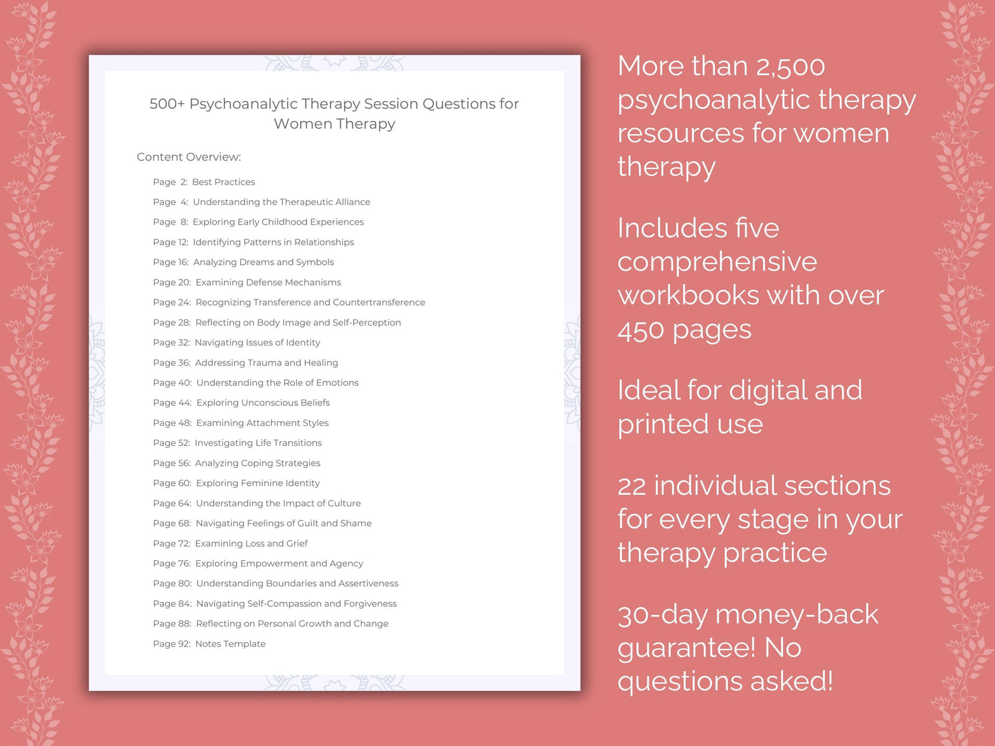 Women Psychoanalytic Therapy Therapist Worksheets