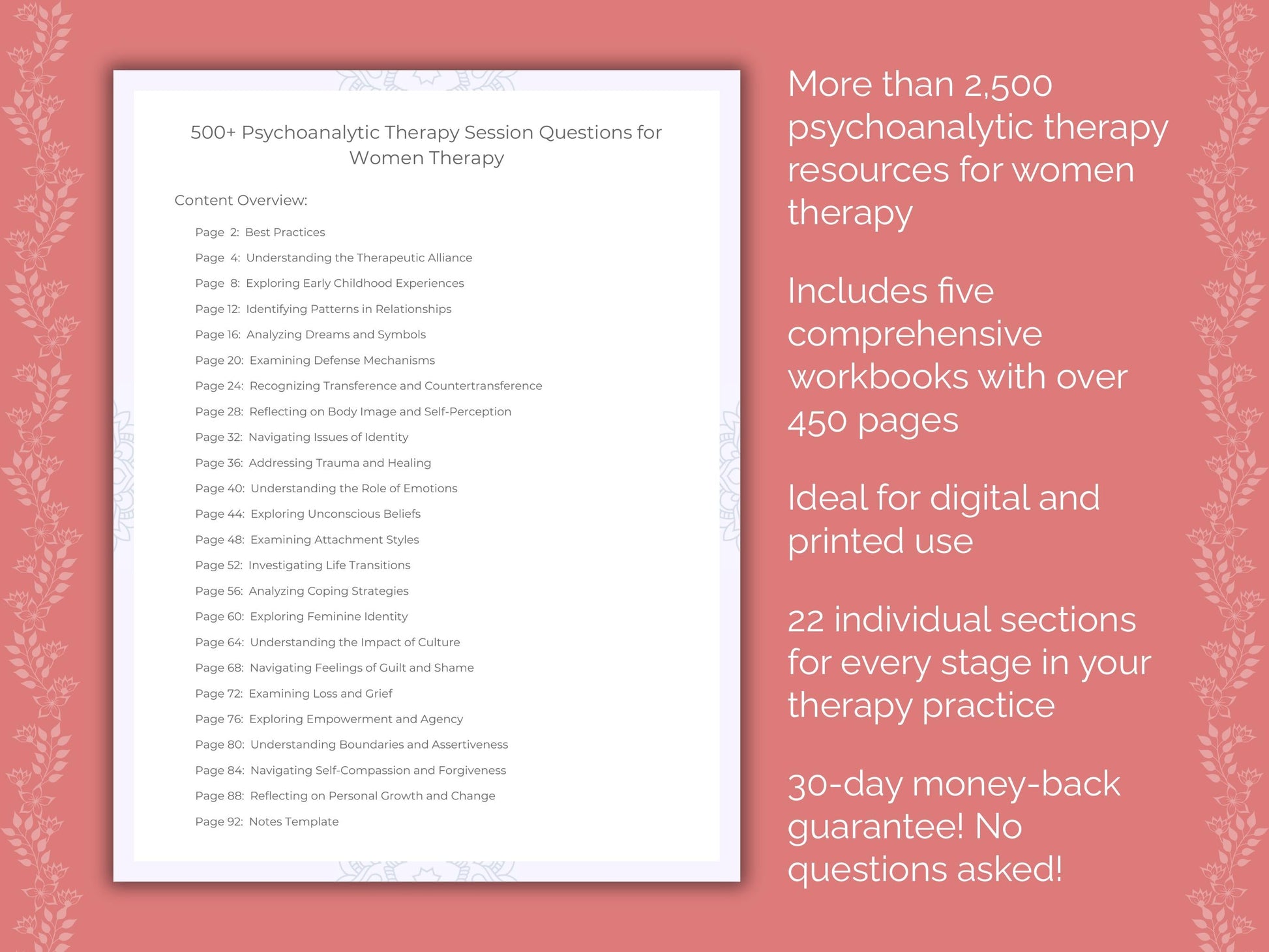 Women Psychoanalytic Therapy Therapist Worksheets