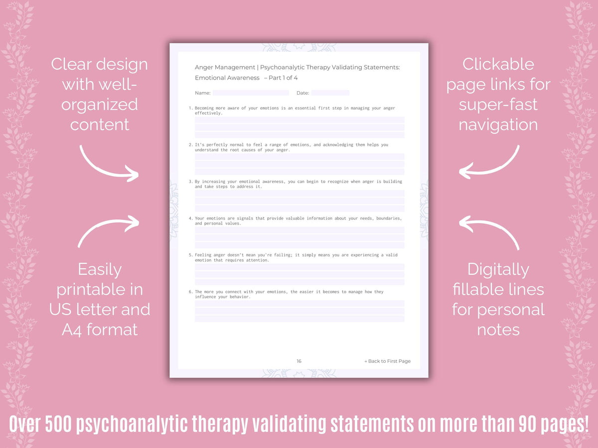 Anger Management Psychoanalytic Therapy Counseling Templates