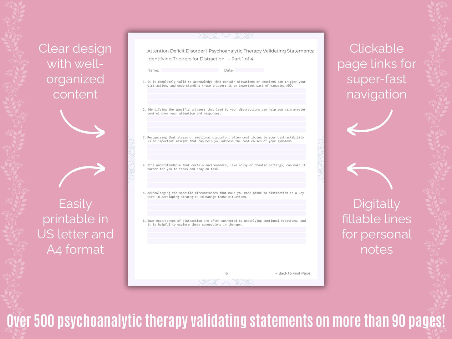 Attention Deficit Disorder (ADD) Psychoanalytic Therapy Counseling Templates