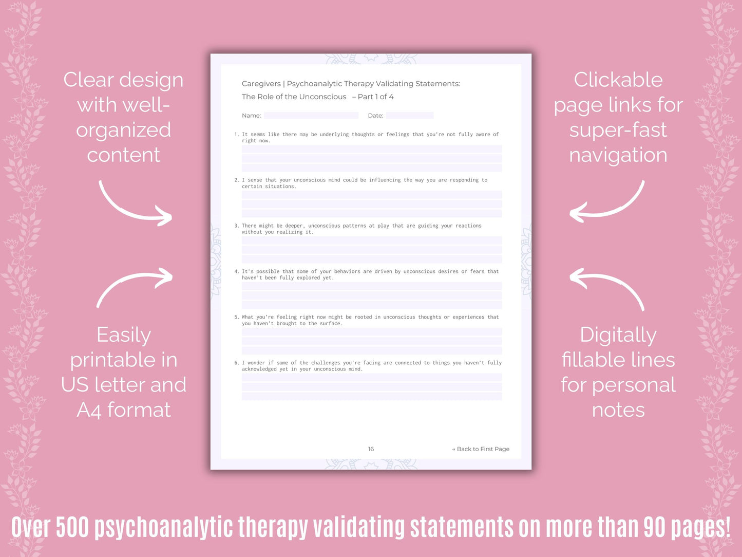 Caregivers Psychoanalytic Therapy Counseling Templates