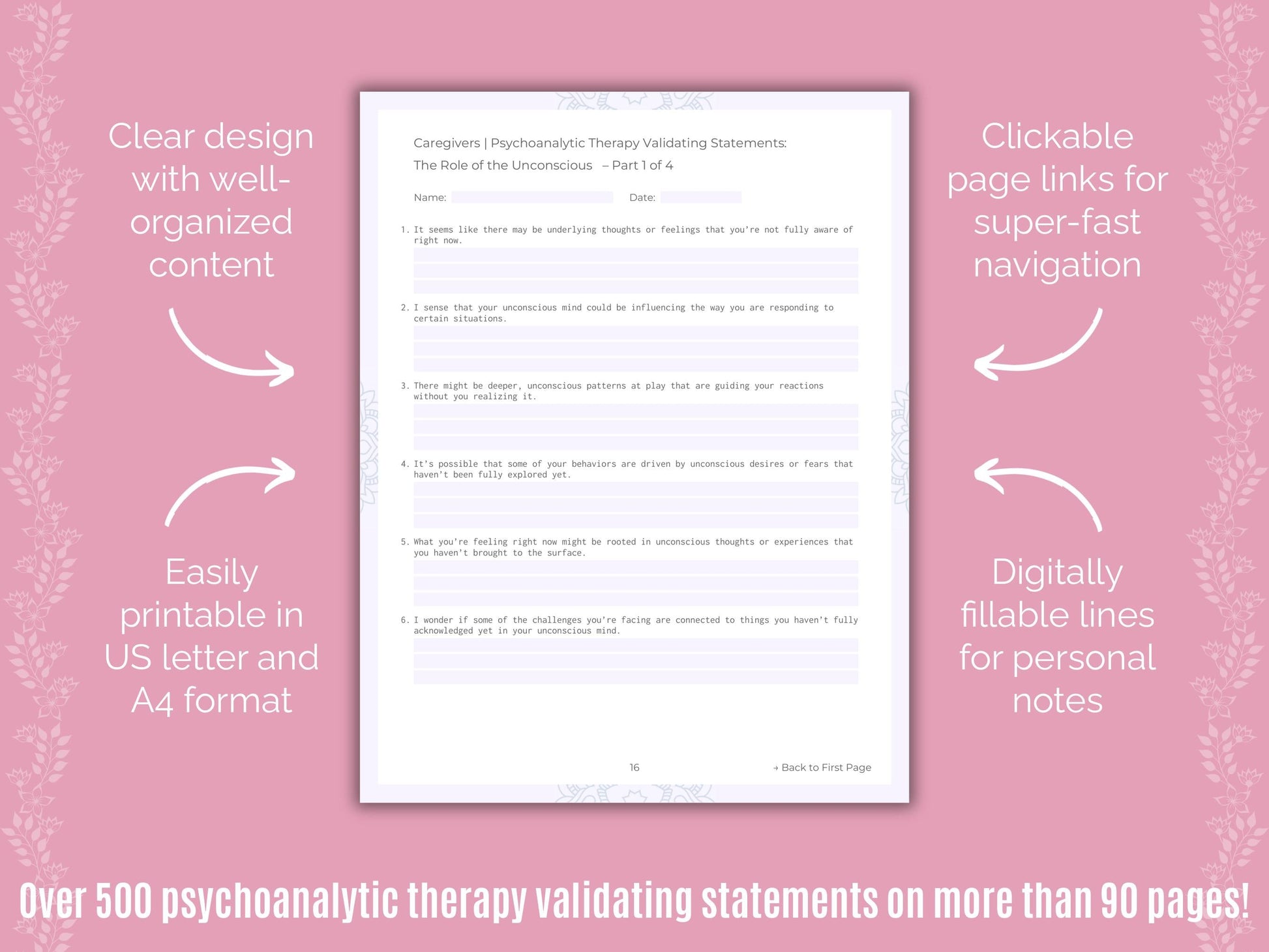 Caregivers Psychoanalytic Therapy Counseling Templates
