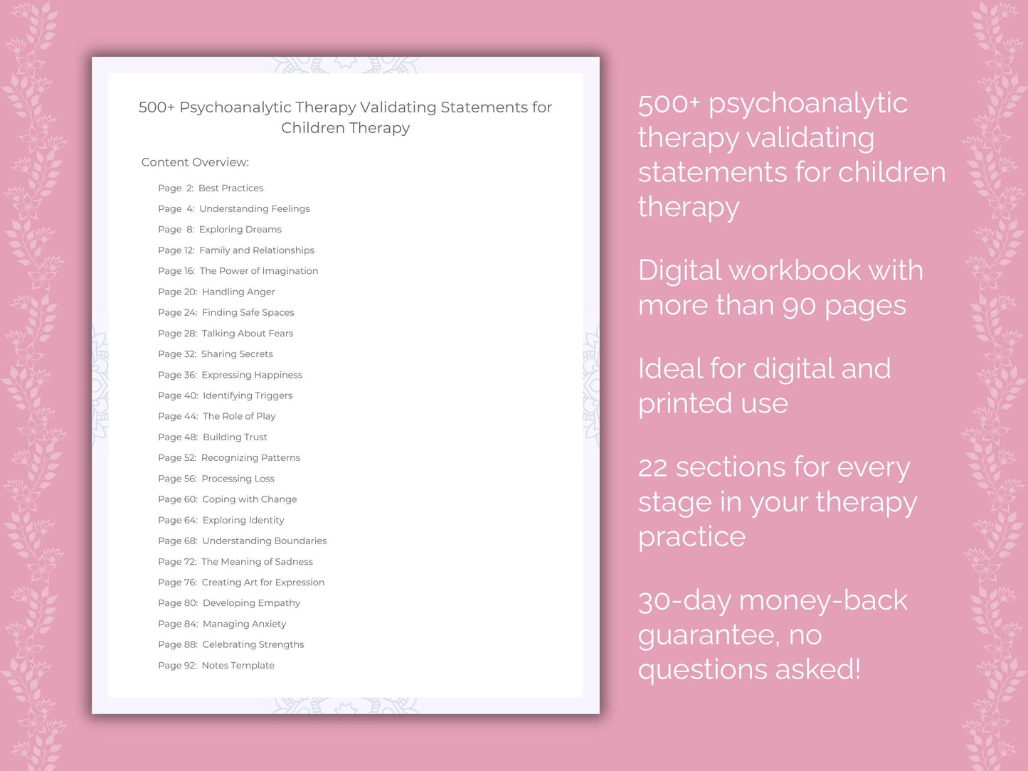 Children Psychoanalytic Therapy Therapist Worksheets