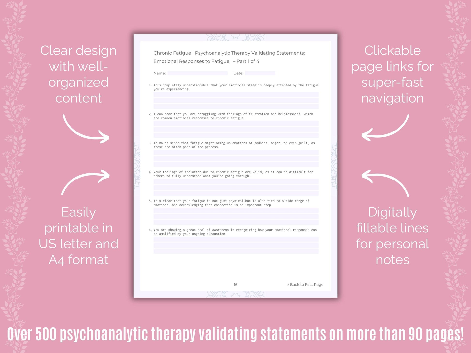 Chronic Fatigue Psychoanalytic Therapy Counseling Templates