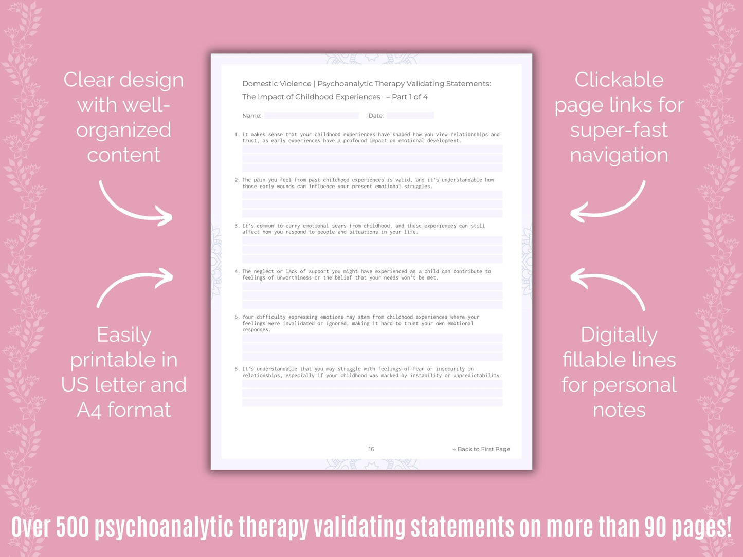 Domestic Violence Psychoanalytic Therapy Counseling Templates