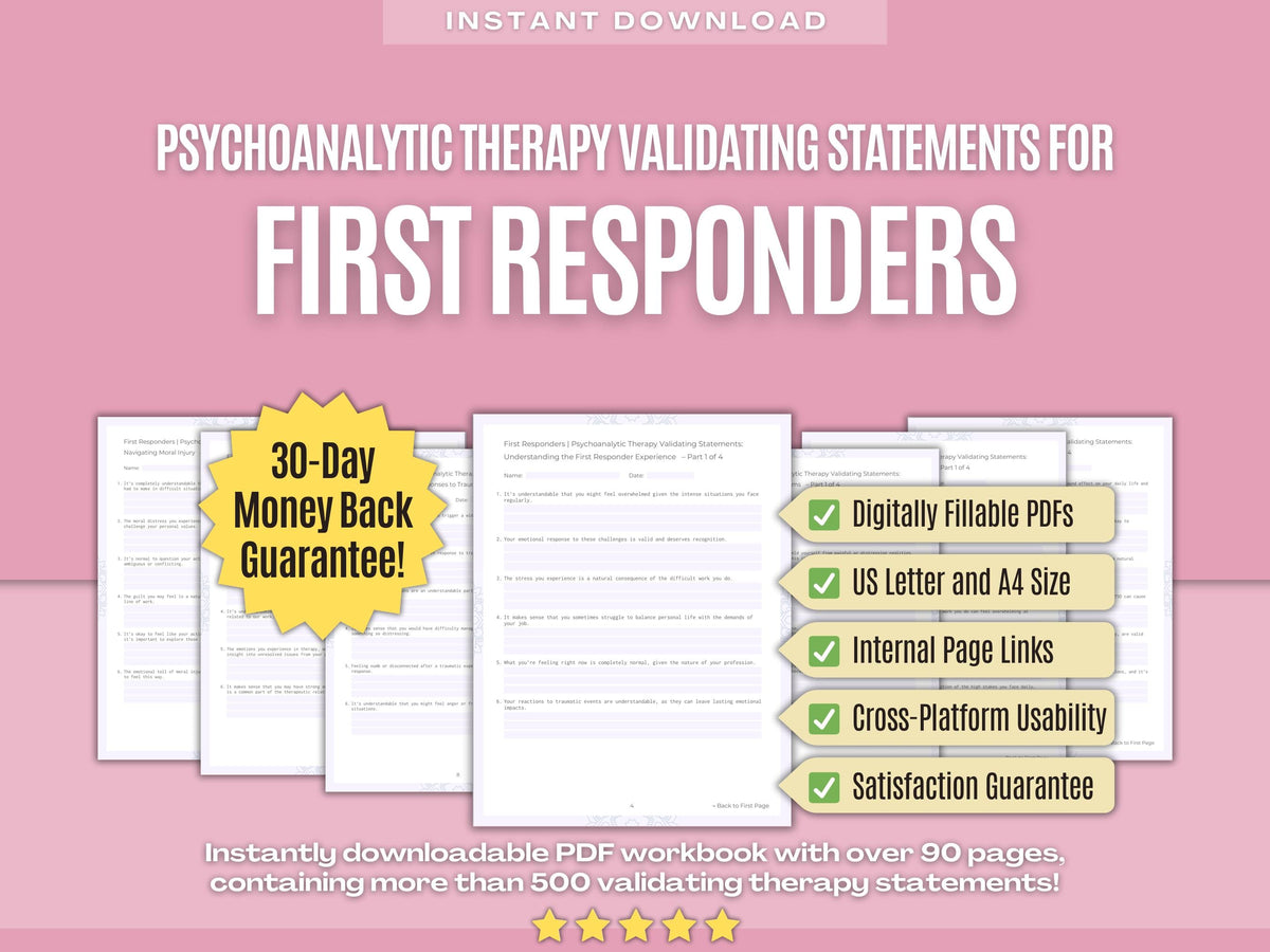 First Responders Psychoanalytic Therapy Psychology Workbooks