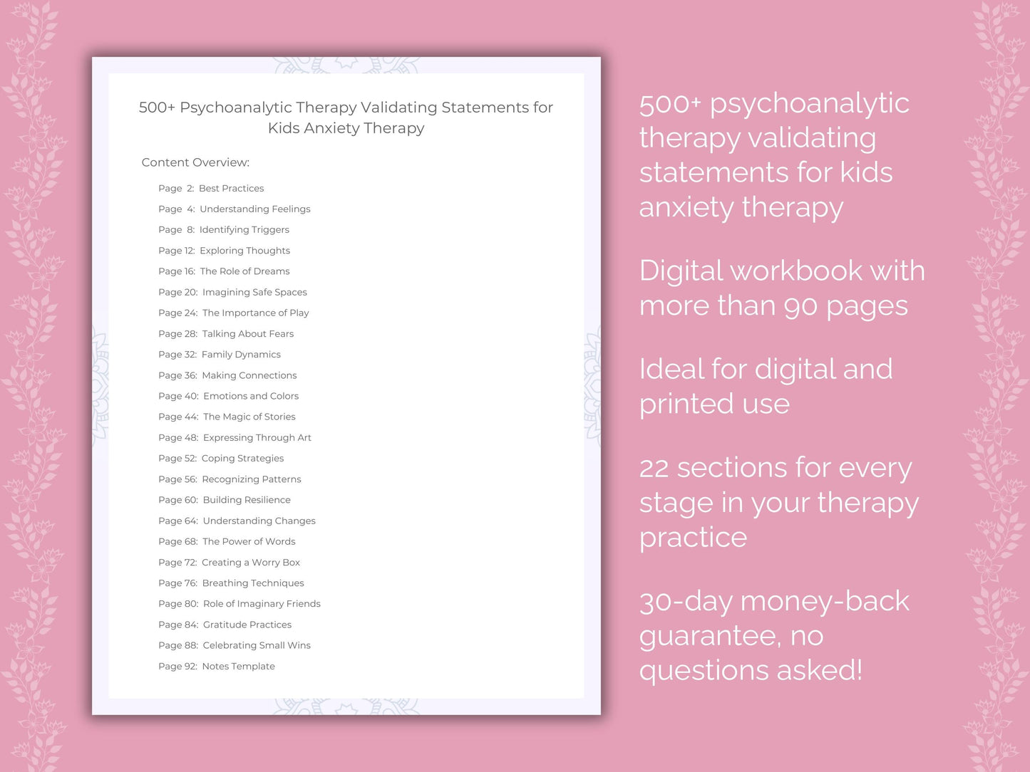Kids Anxiety Psychoanalytic Therapy Therapist Worksheets
