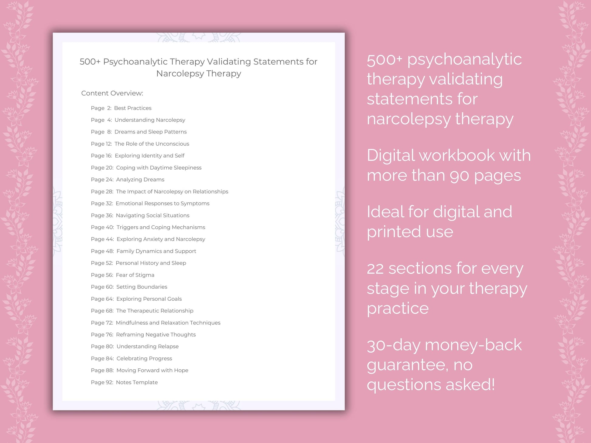 Narcolepsy Psychoanalytic Therapy Therapist Worksheets