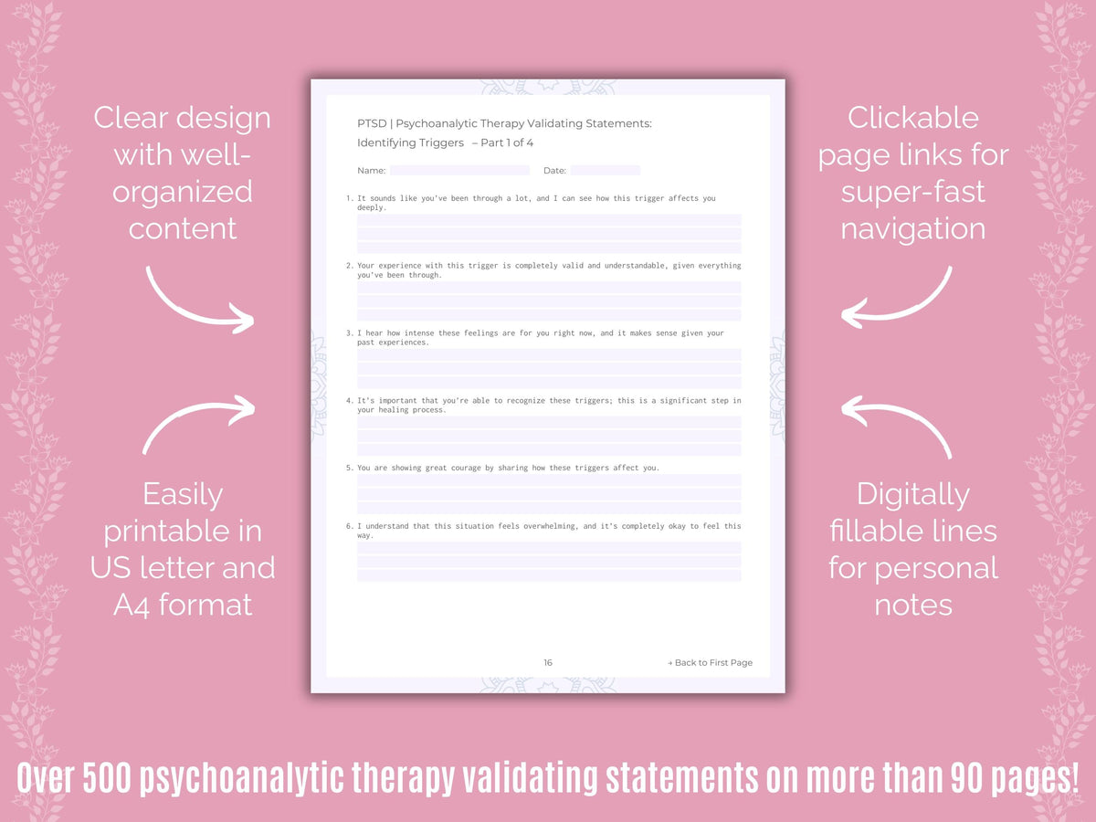 Post-Traumatic Stress Disorder (PTSD) Psychoanalytic Therapy Counseling Templates