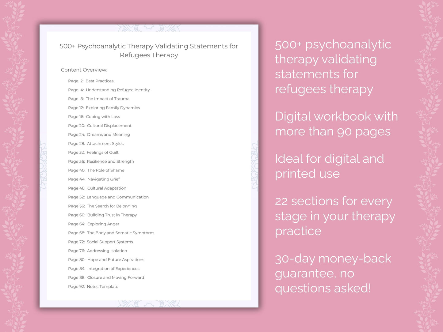 Refugees Psychoanalytic Therapy Therapist Worksheets