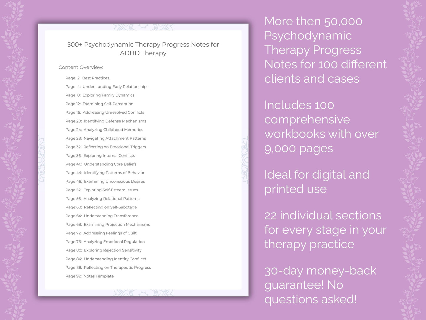 Psychodynamic Therapy Progress Notes Counseling Templates